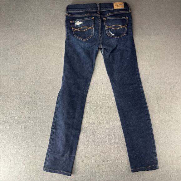 Abercrombie & Fitch A&F Skinny Jeans Distressed Dark Wash Stretch Girls 12 x 23 - Picture 3 of 12
